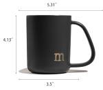 COLLECTIVE HOME - Ergonomic Handle Ceramic Mug, 15 oz Personalized Coffee Cup with Golden Initial, Microwave & Dishwasher Safe, Elegant Monogram Tea Mug in Gift Box for Home & Office (Black-m)