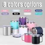 Personalized Coffee Mug with Lid Custom 12oz 14oz Insulated Coffee Tumbler with Handle Engraved Name Text Stainless Steel Travel Mug Gifts for Men Women Friends Colleagues