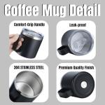 Personalized Coffee Mug with Lid Custom 12oz 14oz Insulated Coffee Tumbler with Handle Engraved Name Text Stainless Steel Travel Mug Gifts for Men Women Friends Colleagues