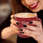 My Personal Memories Custom Engraved Latte Coffee Mug and Personalized Tea Cup With Your Text (Red)