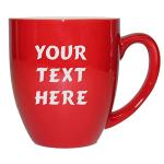My Personal Memories Custom Engraved Latte Coffee Mug and Personalized Tea Cup With Your Text (Red)