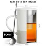 MIAMIO - Tea Cup Set 2 x 500 ml with Infuser and Lid/Ceramic Tea Mug with Infuser and Spoon for Steeping Loose Leaf Tea, Gifts for Tea Lovers - Microwave & Dishwasher Safe (Grey)