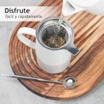 MIAMIO - Tea Cup Set 2 x 500 ml with Infuser and Lid/Ceramic Tea Mug with Infuser and Spoon for Steeping Loose Leaf Tea, Gifts for Tea Lovers - Microwave & Dishwasher Safe (Grey)