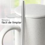 MIAMIO - Tea Cup Set 2 x 500 ml with Infuser and Lid/Ceramic Tea Mug with Infuser and Spoon for Steeping Loose Leaf Tea, Gifts for Tea Lovers - Microwave & Dishwasher Safe (Grey)