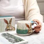 Topadorn Ceramic Coffee Mug, 12 oz Porcelain Tea Cup with Handle,Holiday and Birthday Gift for Coffee Milk Tea Lovers, Cute Rabbit Mug with Gift Box, Luxurious Cups for Office and Home