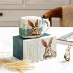 Topadorn Ceramic Coffee Mug, 12 oz Porcelain Tea Cup with Handle,Holiday and Birthday Gift for Coffee Milk Tea Lovers, Cute Rabbit Mug with Gift Box, Luxurious Cups for Office and Home