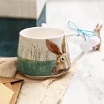 Topadorn Ceramic Coffee Mug, 12 oz Porcelain Tea Cup with Handle,Holiday and Birthday Gift for Coffee Milk Tea Lovers, Cute Rabbit Mug with Gift Box, Luxurious Cups for Office and Home