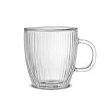 JoyJolt Fluted Glass Coffee Mugs, Double Wall Coffee Mugs. 13.5oz Clear Coffee Mug Set of 2. Latte Glasses, Glass Cappuccino Mugs, Clear Glass Coffee Mug. Ribbed Mugs