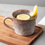 XINRRY Ceramic Coffee Mug, 12 oz Tea Cup with Handle, Vintage Coffee Cup for Office and Home, Dishwasher and Microwave Safe, Purple Grey