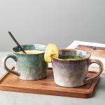 XINRRY Ceramic Coffee Mug, 12 oz Tea Cup with Handle, Vintage Coffee Cup for Office and Home, Dishwasher and Microwave Safe, Purple Grey