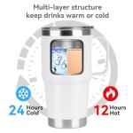 20oz Tumbler with Handle & Lid, Insulated Stainless Steel Travel Mug, Leakproof Cup for Coffee & Tea, BPA-Free Double-Wall Vacuum Tumblers for Hot/Cold Drinks, Commuter, Gym, Office, White 1 Pack