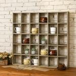Kigley Oversize Coffee Mug Display Rack Wooden Shelves Rustic Shot Glass Display Case Travel Mug Shelf Wall Mounted Rack Holder Shadow Box(5 x 6,Brown)