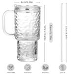 Oroklis 18oz Glass Tumbler with Handle & Lid – 2-Pack Iced Coffee Cups with Straws, Glass Mug for Cold & Hot Beverages Travel Cup for Smoothies, Tea, and Juice(Glacial pattern)