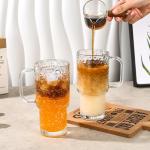 Oroklis 18oz Glass Tumbler with Handle & Lid – 2-Pack Iced Coffee Cups with Straws, Glass Mug for Cold & Hot Beverages Travel Cup for Smoothies, Tea, and Juice(Glacial pattern)