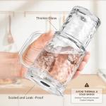 Oroklis 18oz Glass Tumbler with Handle & Lid – 2-Pack Iced Coffee Cups with Straws, Glass Mug for Cold & Hot Beverages Travel Cup for Smoothies, Tea, and Juice(Glacial pattern)