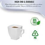 Kaya White Square Plastic Mini Coffee Tea Cups (2 oz., Pack of 12) - Elegant & Convenient Design - Ideal for Celebrations, Gatherings, and Everyday Dining