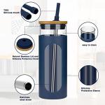 Tronco 22oz Glass Tumbler with Bamboo Lid and Straw, Reusable Iced Coffee Cup for Boba Tea, Smoothies & Cold Drinks, Spill-Proof Glass Cup with Silicone Sleeve, Dishwasher Safe, BPA-Free (Pack of 1)
