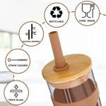 Tronco 22oz Glass Tumbler with Bamboo Lid and Straw, Reusable Iced Coffee Cup for Boba Tea, Smoothies & Cold Drinks, Spill-Proof Glass Cup with Silicone Sleeve, Dishwasher Safe, BPA-Free (Pack of 1)