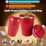 SPLMIFA Vacuum-Insulated Stainless Steel Travel Coffee Mug, Leak-Proof Reusable Coffee Cup with Lid - Keep Hot & Cold Drinks for Hours, Durable Thermos Tumbler for Men & Women (3rd-Red, 12OZ)