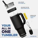 Thicc Buddy - 40 oz Stainless Steel Vacuum Insulated Tumbler with Lid and Straw for Water - Travel Mug Cupholder Friendly - Gifts for Women Men Him Her