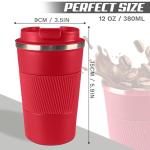 SPLMIFA Vacuum-Insulated Stainless Steel Travel Coffee Mug, Leak-Proof Reusable Coffee Cup with Lid - Keep Hot & Cold Drinks for Hours, Durable Thermos Tumbler for Men & Women (3rd-Red, 12OZ)