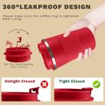 SPLMIFA Vacuum-Insulated Stainless Steel Travel Coffee Mug, Leak-Proof Reusable Coffee Cup with Lid - Keep Hot & Cold Drinks for Hours, Durable Thermos Tumbler for Men & Women (3rd-Red, 12OZ)