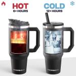 Thicc Buddy - 40 oz Stainless Steel Vacuum Insulated Tumbler with Lid and Straw for Water - Travel Mug Cupholder Friendly - Gifts for Women Men Him Her