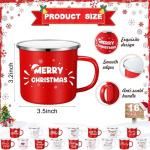 Zhehao 16 Pcs 11 oz Christmas Mugs Holiday Hot Chocolate Mugs Christmas Coworkers Gifts Seasonal Cute Vintage Enamel Tea Cups for Coffee Cocoa Adult Kids Winter Holiday