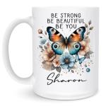 Butterfly Lover Ceramic Mug 11oz 15oz – Custom Name Coffee Cup, Nature Inspired Drinkware, Vibrant Butterfly and Flowers, Perfect for Tea and Coffee Lovers, Home Office Decor