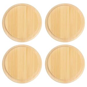 uxcell 4Pcs Bamboo Cup Lid 3.35 Inch, Cup Cover Coffee Mug Cover Tea Glass Drink Cup Lid, Reusable Wooden Round Cup Lid for Keeping Warm
