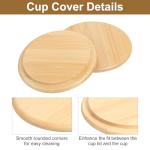 uxcell 4Pcs Bamboo Cup Lid 3.35 Inch, Cup Cover Coffee Mug Cover Tea Glass Drink Cup Lid, Reusable Wooden Round Cup Lid for Keeping Warm