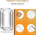 Glass Cups with Lids and Straws 6 pcs, 16 oz-DWTS Cute Tumbler,Beer Drinking Glasses,Clear for Iced Coffee, Tea with Bamboo Lids for Gifts