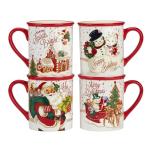 Certified International Santa's Retro Set of 4 Mugs: 5.25" x 3.75" x 4.25" 18 ounces, GREAT for Hot Cocoa by the fireplace, coffee, a latte, or your favorite green tea