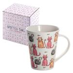 SPOTTED DOG GIFT COMPANY Cat Mug, Single Coffee Mug, Animal Themed Ceramic Tea Cup for Hot Drinks, Microwave Dishwasher Safe, Cute Kitchen Gifts for Cat Lovers - 12.2oz