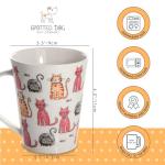 SPOTTED DOG GIFT COMPANY Cat Mug, Single Coffee Mug, Animal Themed Ceramic Tea Cup for Hot Drinks, Microwave Dishwasher Safe, Cute Kitchen Gifts for Cat Lovers - 12.2oz