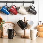 AmorArc Large Coffee Mugs Set of 6, 20oz Ceramic Tall Coffee Mugs Set with Textured Geometric Patterns for Coffee/Tea/Beer/Hot Cocoa, Dishwasher & Microwave Safe, Beige&Burgundy