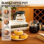 16 Oz Glass Coffee Mug Coffee Pot Style, 2025 New Mini Heatproof Large Capacity Clear Cup Mini Coffee Pot Mug, Upgrade Glass Coffee Mug in Coffee Pots Shape for Hot Chocolate (Black)