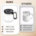 16 Oz Glass Coffee Mug Coffee Pot Style, 2025 New Mini Heatproof Large Capacity Clear Cup Mini Coffee Pot Mug, Upgrade Glass Coffee Mug in Coffee Pots Shape for Hot Chocolate (Black)