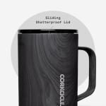 Corkcicle Classic Coffee Mug - Triple Insulated Stainless Steel for Travel - Shatter-Proof Lid - Keeps Drink Hot Over 3 Hours - Holiday Mug Gift - Great for Gifting Warmth - 16 oz - Burnt Wood