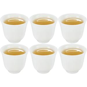 Sizikato 6pcs Pure White Chinese Porcelain Tea Cup, 45ml Exquisite Mini Sake Cup