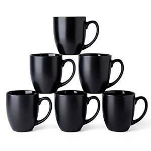 AmorArc 16oz Coffee Mugs Set of 6, Large Ceramic Coffee Mugs for Men Women Dad Mom, Modern Coffee Mugs with handle for Tea/Latte/Cappuccino/Cocoa. Dishwasher&Microwave Safe, Matte Black