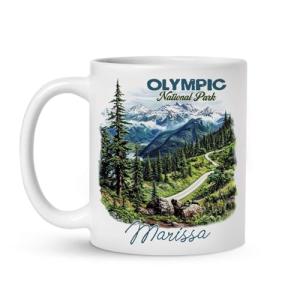 Scenic Mountain Coffee Mug, Customized Forest Design Cup 11oz 15oz, Personalized Nature Inspired Ceramic Mug, National Park White Cup, Custom Name Scenery Mug, Gift For Men Women