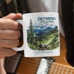 Scenic Mountain Coffee Mug, Customized Forest Design Cup 11oz 15oz, Personalized Nature Inspired Ceramic Mug, National Park White Cup, Custom Name Scenery Mug, Gift For Men Women
