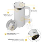 RTIC 16oz Road Trip Travel Mug with Lid and Handle, Ceramic Lined, Insulated, Stainless Steel, Metal, Double Wall Vacuum-Insulation, Portable Coffee, Tea Cup for Hot and Cold Drink, Cool Grey