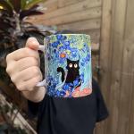 Famous Art Paintings Funny Cat Coffee Mug for Artist Art Lover Art Teacher Cat Lovers, Famous Art Picture Classic Art Vincent Art Aesthetic Canvas Mug Birthday Gift for Women Man (Irises Floral)