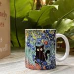 Famous Art Paintings Funny Cat Coffee Mug for Artist Art Lover Art Teacher Cat Lovers, Famous Art Picture Classic Art Vincent Art Aesthetic Canvas Mug Birthday Gift for Women Man (Irises Floral)