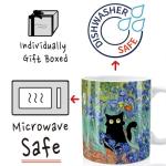 Famous Art Paintings Funny Cat Coffee Mug for Artist Art Lover Art Teacher Cat Lovers, Famous Art Picture Classic Art Vincent Art Aesthetic Canvas Mug Birthday Gift for Women Man (Irises Floral)