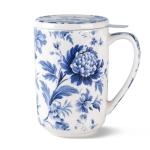 AmorArc Porcelain Tea Mug with Infuser and Lids, 18 Oz Coffee Cup Strainer with Bag Holder for Loose Leaf Tea, Steeping Coffee Mug for House-warming Wedding Birthday Gift