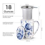 AmorArc Porcelain Tea Mug with Infuser and Lids, 18 Oz Coffee Cup Strainer with Bag Holder for Loose Leaf Tea, Steeping Coffee Mug for House-warming Wedding Birthday Gift