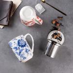 AmorArc Porcelain Tea Mug with Infuser and Lids, 18 Oz Coffee Cup Strainer with Bag Holder for Loose Leaf Tea, Steeping Coffee Mug for House-warming Wedding Birthday Gift